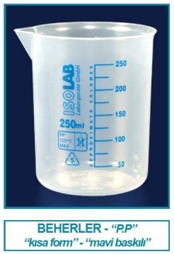 İSOLAB 026.03.050 beher - P.P - kısa form - mavi skala - 50 ml (1 adet)