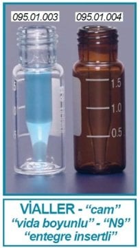 İSOLAB 095.01.003 vial - vida kapak - N9 - 1.5 ml - 11.6x32 mm - entegre insertli (0.2ml) - şeffaf (100 adet)