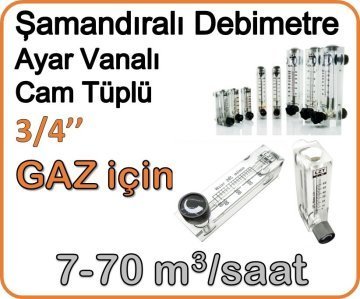 Cam Tüplü Ayar Vanalı Şamandıralı Debimetre Gaz 7-70 m3/h