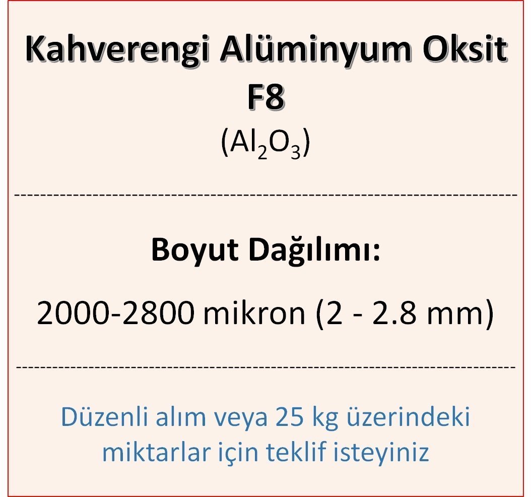 Kahverengi Alüminyum Oksit F8 - Al2O3 - 2000-2800mikron