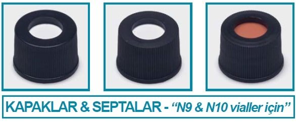 İSOLAB 095.04.003 kapak + septa - N10 - silikon/PTFE - yarıksız (100 adet)