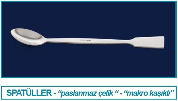 İSOLAB 047.01.250 spatül - paslanmaz çelik - makro kaşıklı - 250 mm (1 adet)