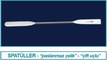 İSOLAB 047.07.150 spatül - paslanmaz çelik - çift uçlu - düz - 150 mm (1 adet)