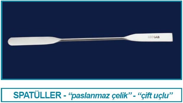 İSOLAB 047.07.185 spatül - paslanmaz çelik - çift uçlu - düz - 185 mm (1 adet)
