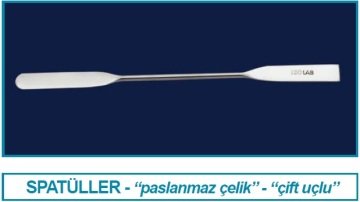 İSOLAB 047.07.250 spatül - paslanmaz çelik - çift uçlu - düz - 250 mm (1 adet)