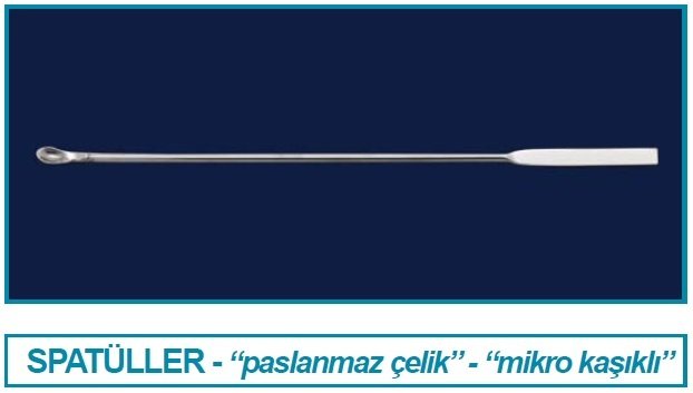 İSOLAB 047.06.180 spatül - paslanmaz çelik - mikro kaşıklı - 180 mm (1 adet)