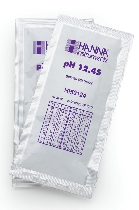 HANNA HI50124-02 pH 12.45 -  25oC Technical Calibration Buffer Sachets, (25 x 20mL)