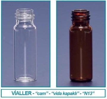 İSOLAB 095.05.002 vial - vida kapak - N13 - 4.0 ml - 14.75x45 mm - amber (100 adet)