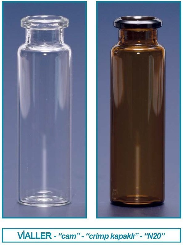 İSOLAB 095.03.003 vial - crimp kapak - N20 - 22.5x54.5 mm - 10 ml - şeffaf (100 adet)