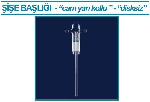 İSOLAB 065.67.001 gaz yıkama şişe başlığı - frit disksiz - cam yan kollu (1 adet)