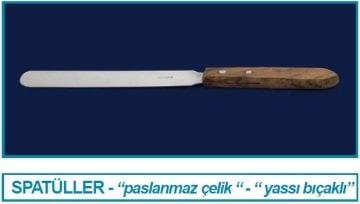 İSOLAB 047.10.100 spatül - paslanmaz çelik - düz bıçaklı - 100 mm (1 adet)