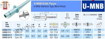 Çelik İnterlock Ağır Hizmet Perçini 6.4x19 mm - 250 adet