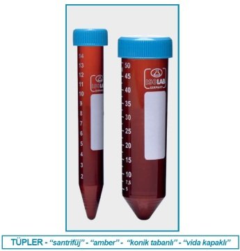 İSOLAB 078.12.004 tüp - santrfüj - amber - P.P - vidalı kapaklı - 50 ml - DNA/RNA free - gamma steril - tekli ambalaj (50 adet)