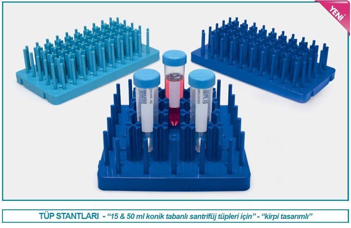 İSOLAB 079.08.050L tüp standı - ABS - kirpi model - 50 ml tüpler için - lacivert (1 adet)