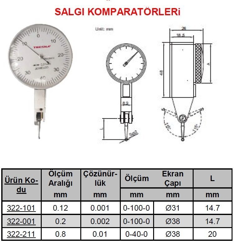 Salgı Komparatörü 0.8/0.01mm