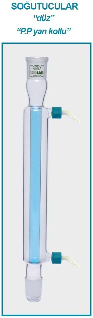 İSOLAB 033.12.253 soğutucu - düz - 250 mm - dişi:NS29/32 - erkek:NS29/32 - P.P yan kol (1 adet)