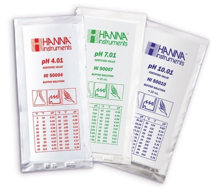 HANNA HI70006C pH 6.86 -  25oC  Calibration Buffer Sachets with Certificate of Analysis, (25 x 20mL)