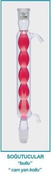 İSOLAB 033.13.160 soğutucu - bullu - 160 mm - dişi:NS14/23 - erkek:NS14/23 - cam yan kol (1 adet)