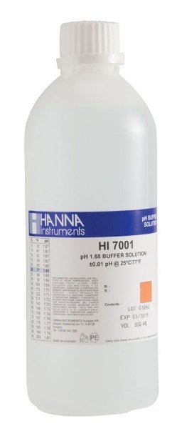 HANNA HI7001L pH 1.68 Value -  25oC  Calibration Buffer, 500 mL bottle