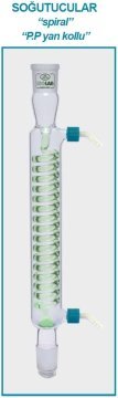 İSOLAB 033.16.253 soğutucu - spiralli - 250 mm - dişi:NS29/32 -erkek:NS29/32 - P.P yan kol (1 adet)