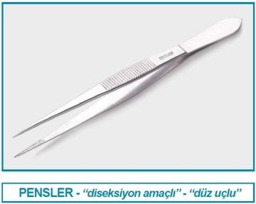 İSOLAB 048.07.130 pens - diseksiyon - sivri/düz - 130 mm (1 adet)