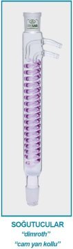 İSOLAB 033.17.253 soğutucu - dimroth - 250 mm - dişi:NS29/32 -erkek:NS29/32 - cam yan kol (1 adet)