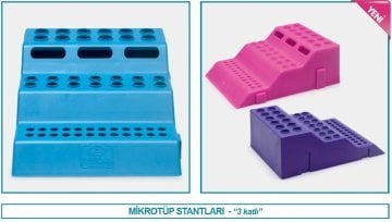 İSOLAB 080.01.003R mikrotüp standı - 3 sıralı - rubi (1 adet)