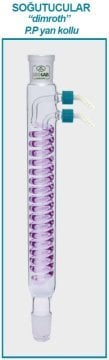 İSOLAB 033.18.253 soğutucu - dimroth - 250 mm - dişi:NS29/32 -erkek:NS29/32 - P.P yan kol (1 adet)