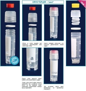 İSOLAB 091.11.102 tüp - cryo - 2.0 ml - etekli - dıştan kapaklı (100 adet)