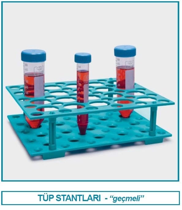İSOLAB 079.04.001 tüp standı - P.P - demonte - 15 ml & 50 ml tüpler için (1 adet)