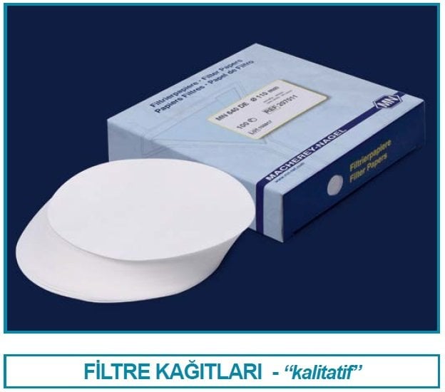 İSOLAB 106.01.110 filtre kağıdı - kalitatif - M&Nagel - 110 mm - mavi bant - yavaş akış hızı (100 adet)