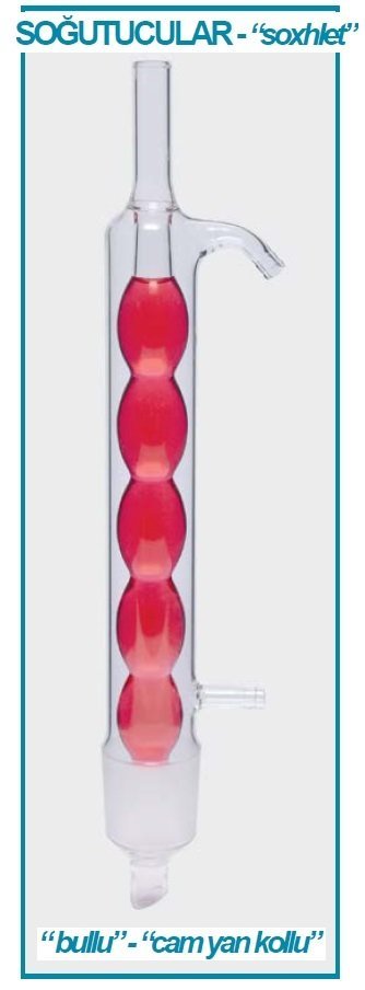 İSOLAB 035.11.250 soğutucu - Allihn -soxhlet için-100/250 ml- erkek:NS 45/40 - cam yan kol (1 adet)