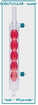 İSOLAB 035.12.250 soğutucu - Allihn - soxhlet için 100/250 ml-erkek:NS 45/40 - P.P yan kol (1 adet)