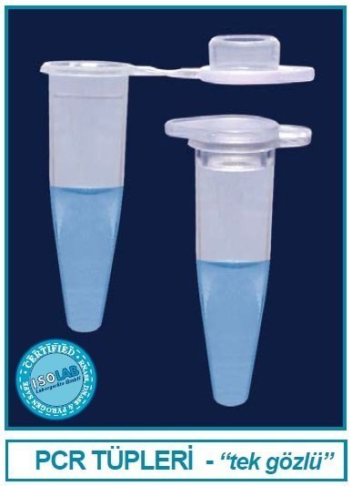 İSOLAB 123.01.002 PCR tüpleri - düz kapaklı - 0.2 ml - steril (500 adet)