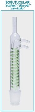İSOLAB 035.13.500 soğutucu- Dimroth - soxhlet için - 500 ml - erkek:NS 45/40 - cam yan kol (1 adet)