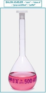 İSOLAB 013.01.100 balon joje - standard - şeffaf - A kalite - grup sertifikalı - mavi skala - 100 ml - NS 12/21 (2 adet)