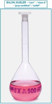 İSOLAB 013.01.400 balon joje - standard - şeffaf - A kalite - grup sertifikalı - mavi skala - 400 ml - NS 19/26 (2 adet)