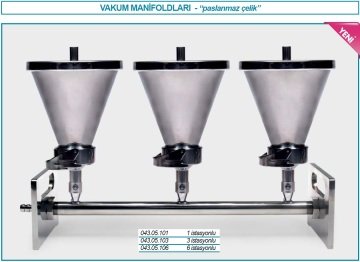 İSOLAB 043.05.103 vakum manifold düzeneği - paslanmaz çelik - 3 gözlü (1 adet)