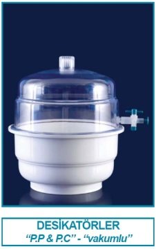 İSOLAB 039.12.250 desikatör - plastik - vakumlu - superior - 250 mm (1 adet)