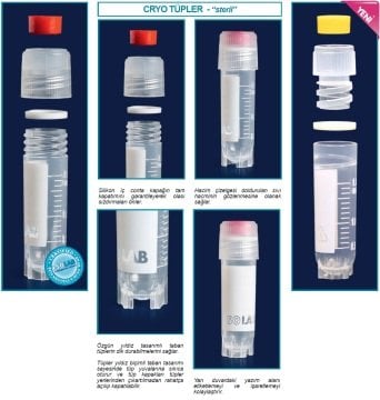 İSOLAB 091.21.102 tüp - cryo - 2.0 ml - etekli - içten kapaklı (100 adet)