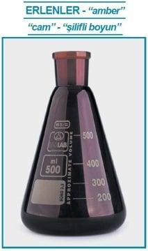 İSOLAB 028.11.103 erlen - cam - şilifli - amber - 100 ml - NS29/32 (1 adet)