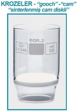 İSOLAB 043.02.053 kroze - gooch - sinter cam filtreli - 2D - por 3 - 50ml (1 adet)