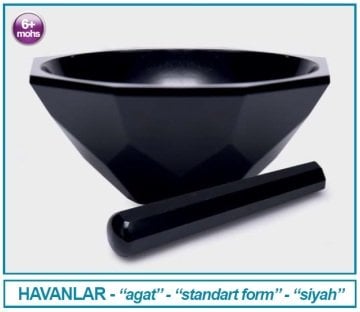 İSOLAB 038.18.110 havan - agat - tokmağı ile - çap 110 mm - standart form - siyah (1 adet)