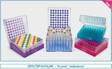 İSOLAB 093.01.002B cryo tüp kutusu - polikarbonat - 5 ml için - menteşeli kapaklı - mavi (1 adet)