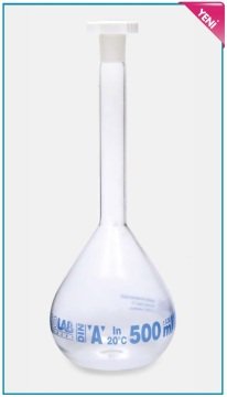 İSOLAB 013.01.020C balon joje - yüzey kaplı - standard - şeffaf - A kalite - grup sertifikalı - mavi skala - 20 ml - NS 10/19 (2 adet)