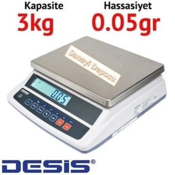 Desis AHW Serisi Hassas Terazi - Hassasiyet 0.05 gr. Max: 3 kg.