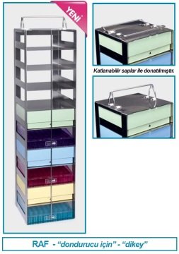 İSOLAB 092.23.210 dondurucu rafı - çelik - dik model - 10 adet 2 ml cryo kutu kapasiteli (1 adet)