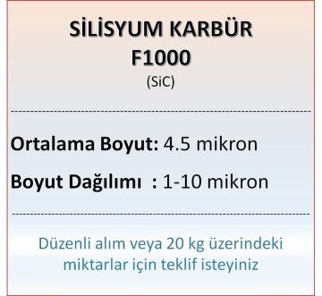 Silisyum Karbür F1000 - SiC- 4.5 mikron - 1 KG