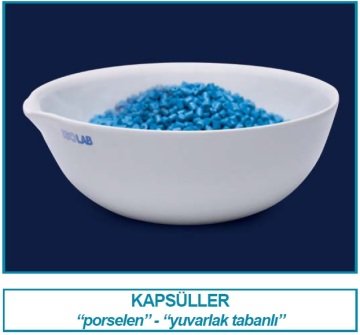 İSOLAB 038.12.100 kapsül - porselen - dibi yuvarlak - çap 100 mm (6 adet)