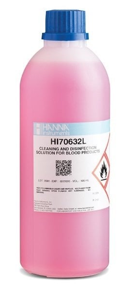 HANNA HI70632L Cleaning and Disinfection Solution for Blood Products, 500 mL bottle